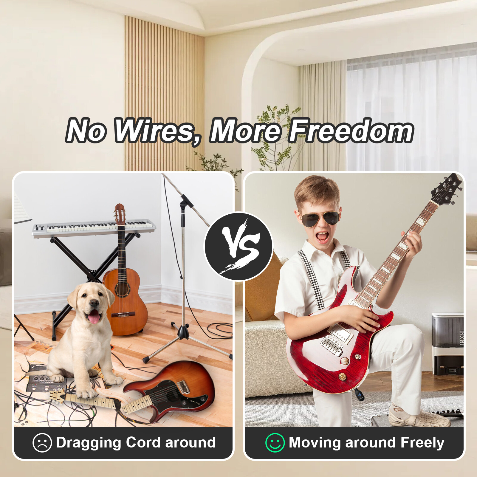 2.4GHz Wireless Guitar System Transmitter Receiver fit Bass Digital 100feet/30M