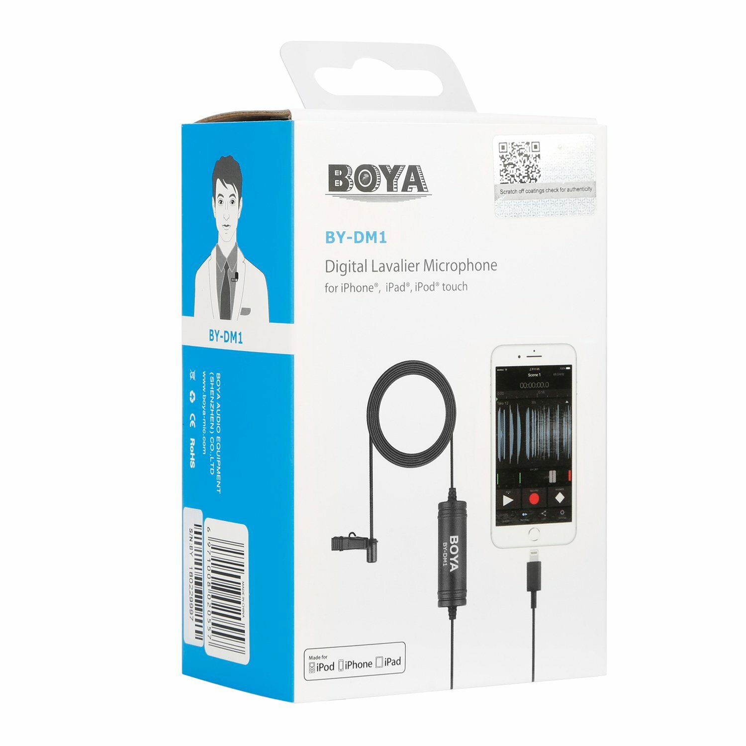 BOYA Lightning Lavalier Microphone Lapel Clip on Mic Microphone Apple iPhone XS
