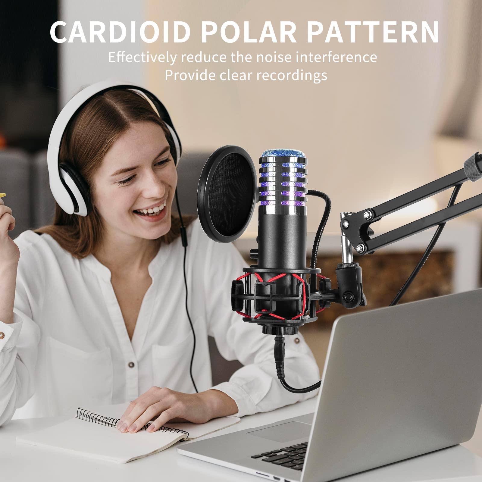 USB Condenser Microphone for PC PS4, PS5 Streaming Singing Podcast Studio, Co…