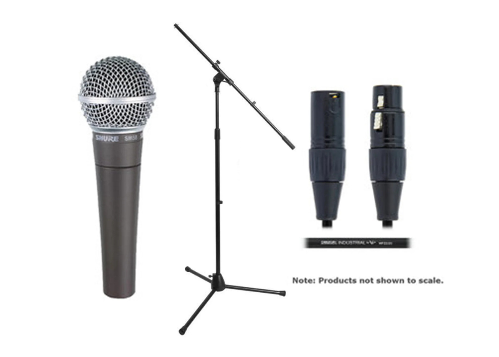 Shure SM58LC-SOLO-K SM58 Cardioid Dynamic Vocal Microphone, Stand, 25′ XLR Cable