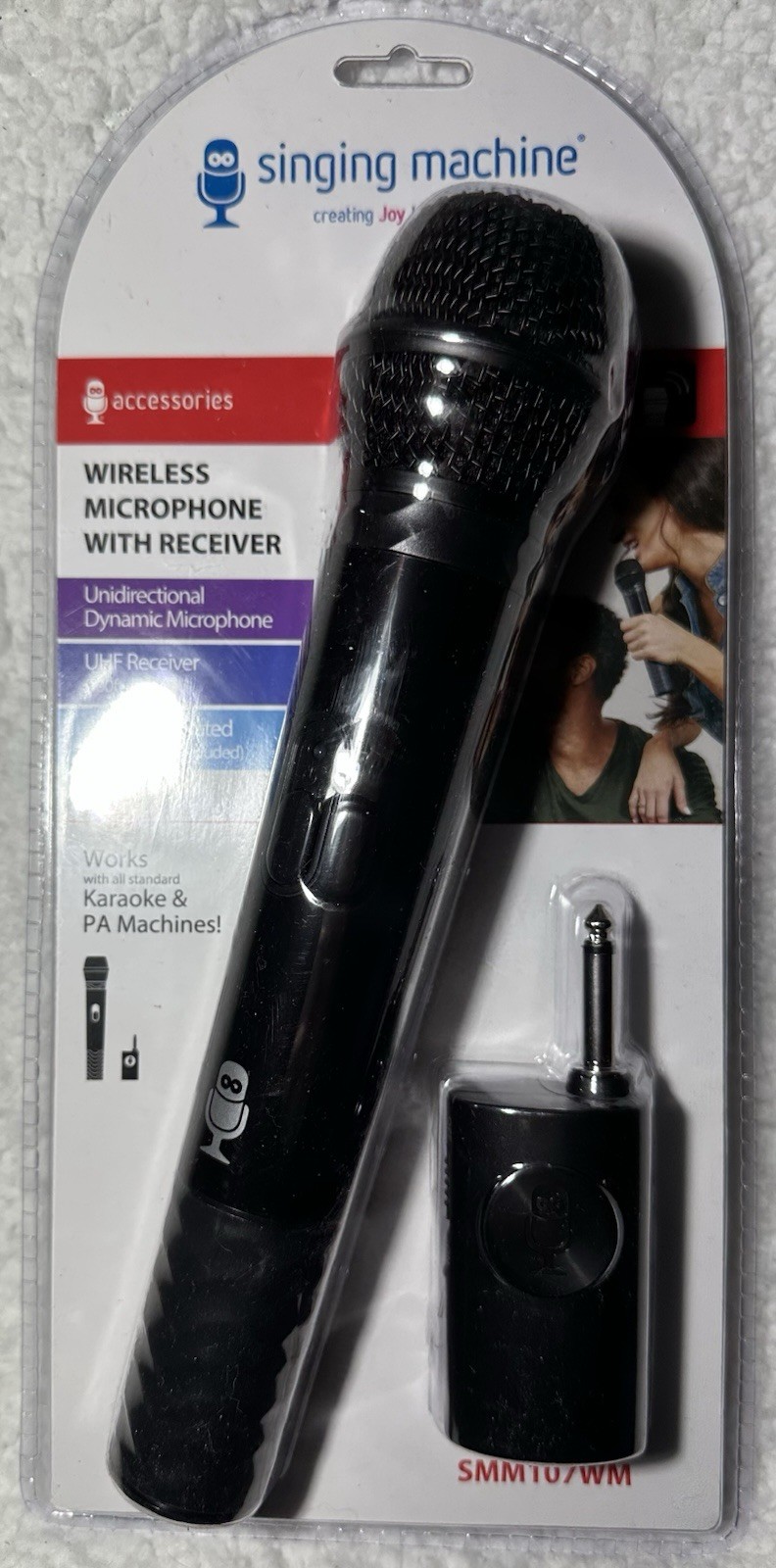 Singing Machine Portable Wireless Microphone (Black)- Premium Unidirectional NIB