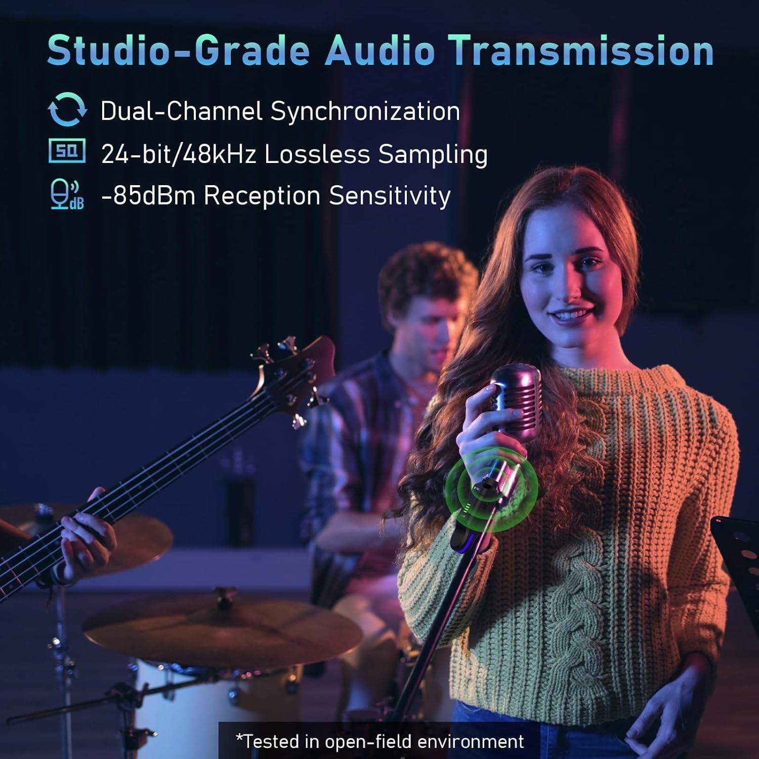 2.4GHz Wireless XLR Microphone System, Plug-on Transmitter & Receiver for Dyn…
