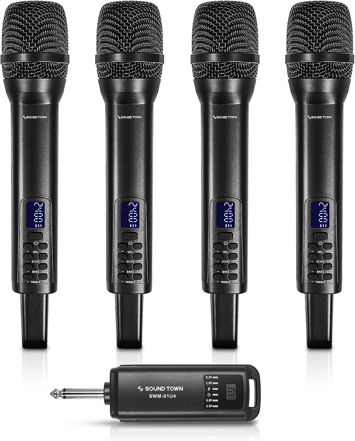 4 Mic Wireless System Sound Town Rechargeable 2.4GHz