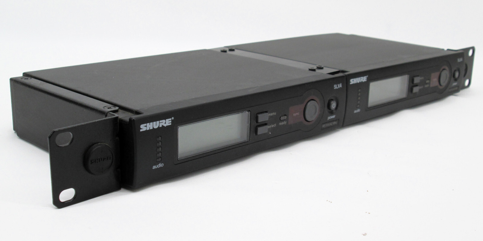 2x Rackmount Shure SLX4 H5 518-542 MHz Wireless Microphone Receivers – NO PSU