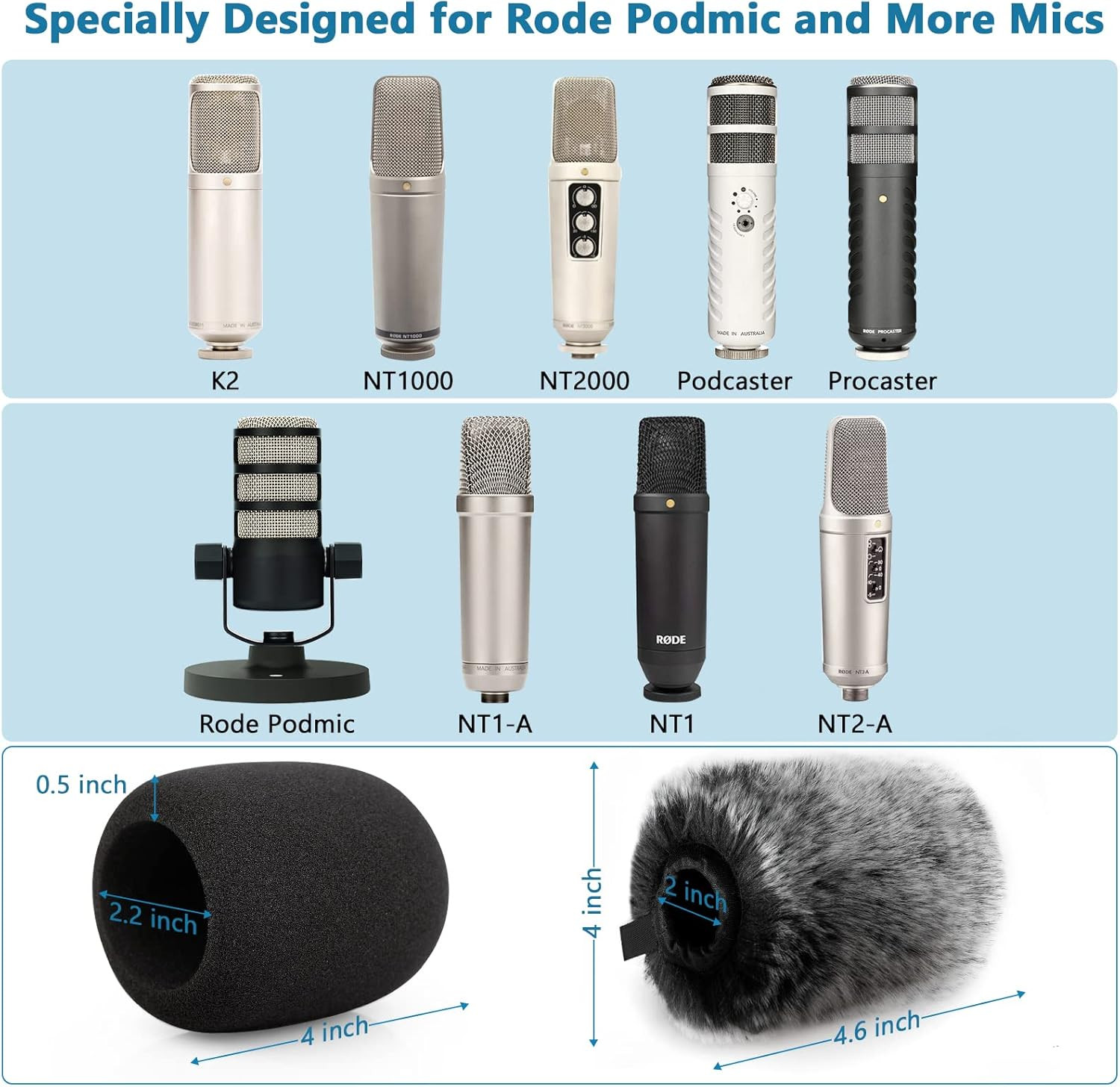 Windscreen Pop Filter Compatible with Rode Podmic, Procaster, Podcaster, NT1, NT