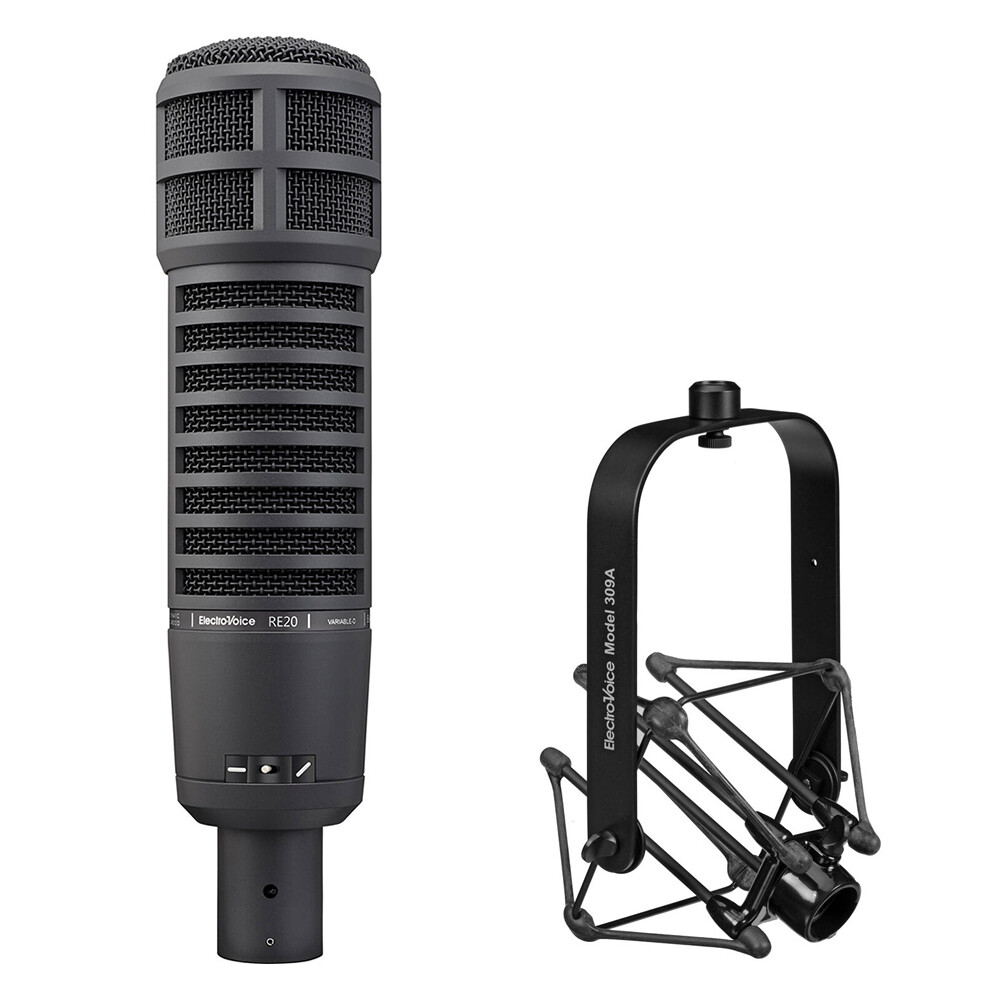 Electro-Voice RE20 Announcer Mic (Black) with Electro-Voice 309A Mic Shockmount