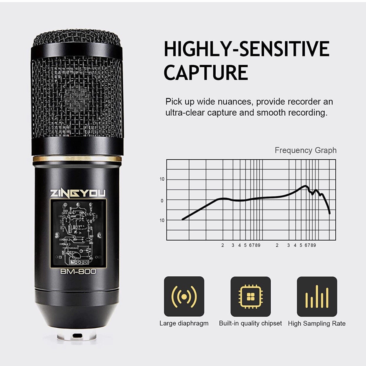 Condenser Microphone Bundle, BM-800 Mic Set for Studio