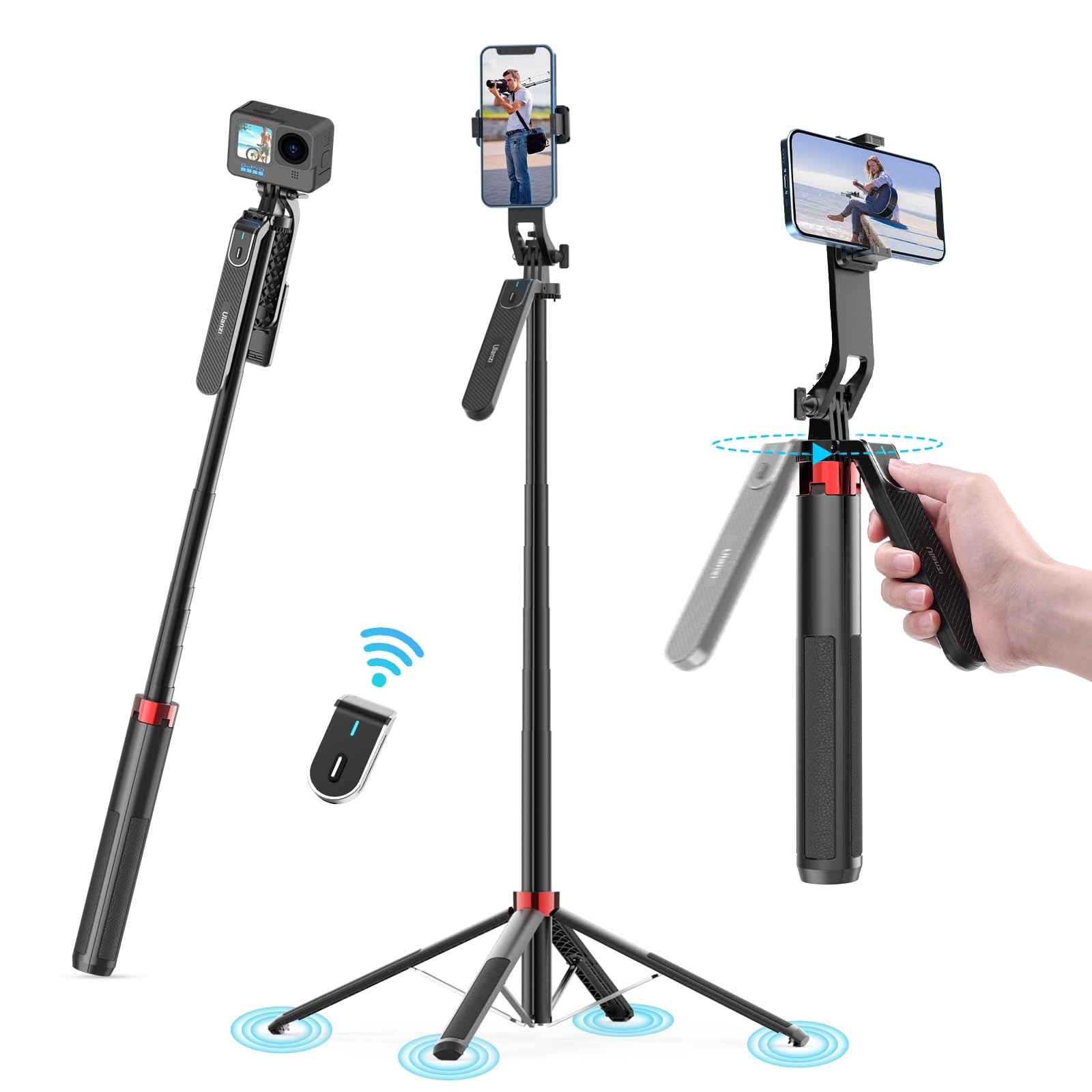 ULANZI MA09 Phone Tripod, 71″ Selfie Stick for Luna Gopro Pocket4 Action | Ce…