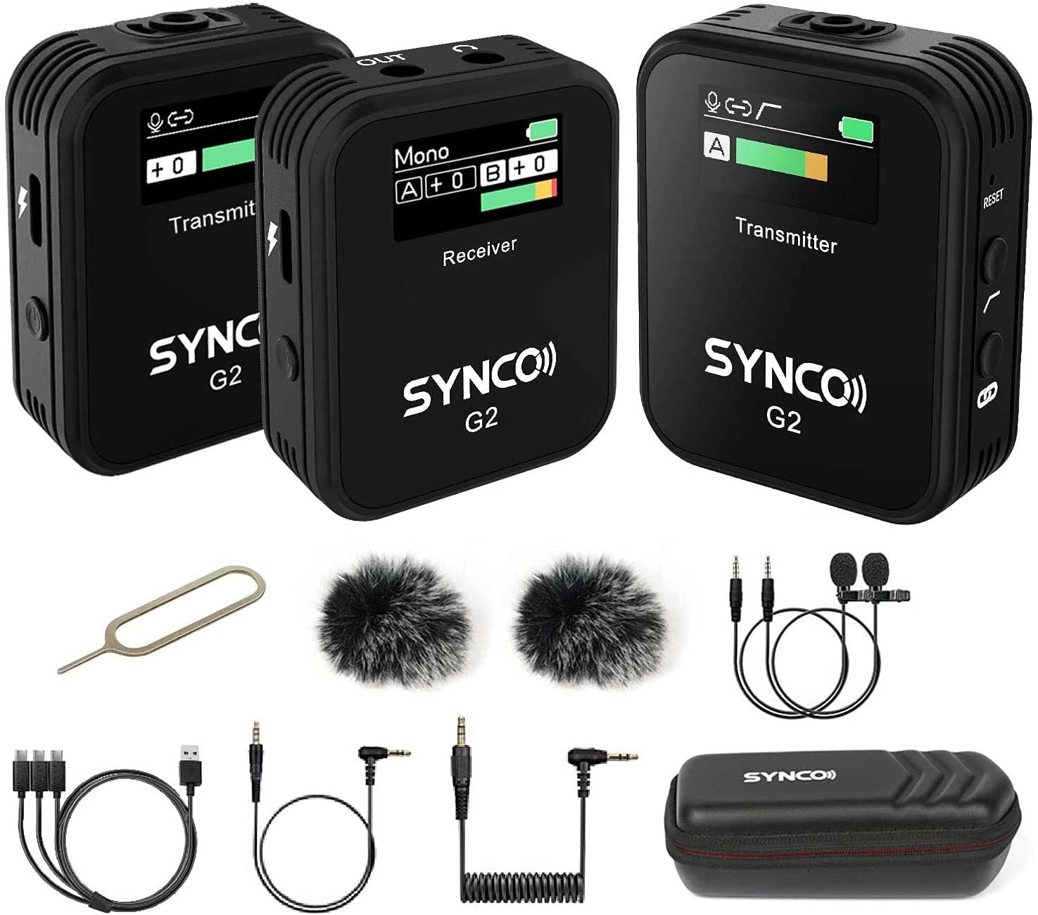 SYNCO G2(A2) Wireless Lavalier Microphone Dual-Channel Lapel Mic for DSLR Camera