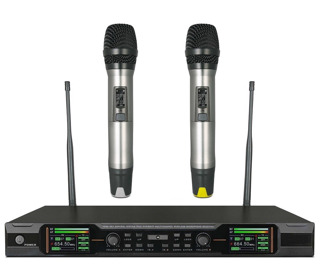True Diversity UHF Dual Stage Performance Wireless Handheld Microphone TFT LCD