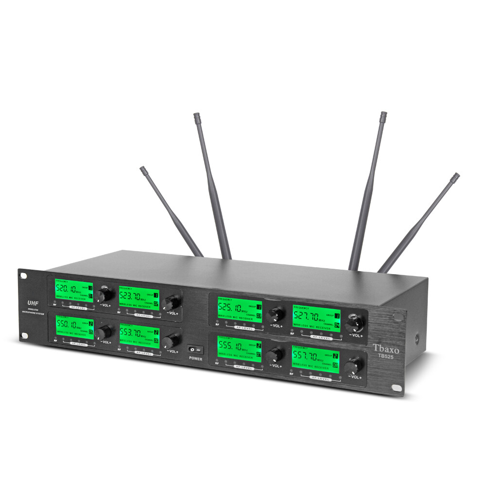 Pro Audio Wireless Microphone System UHF 8 Channel 8 Lavalier Bodypacks Headset
