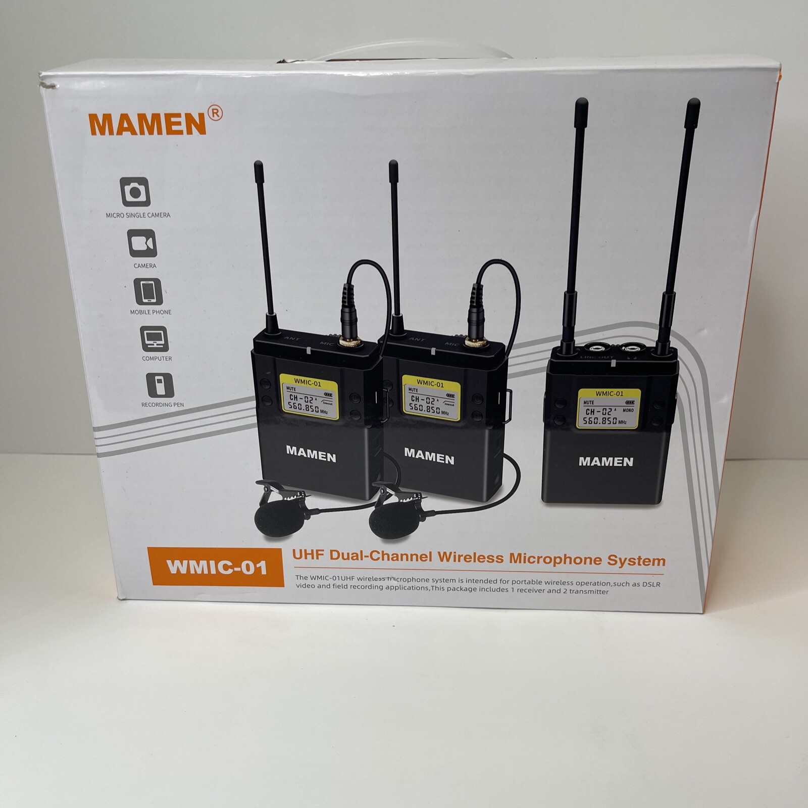 Mamen 50 Channel UHF Wireless Lavalier Microphone System