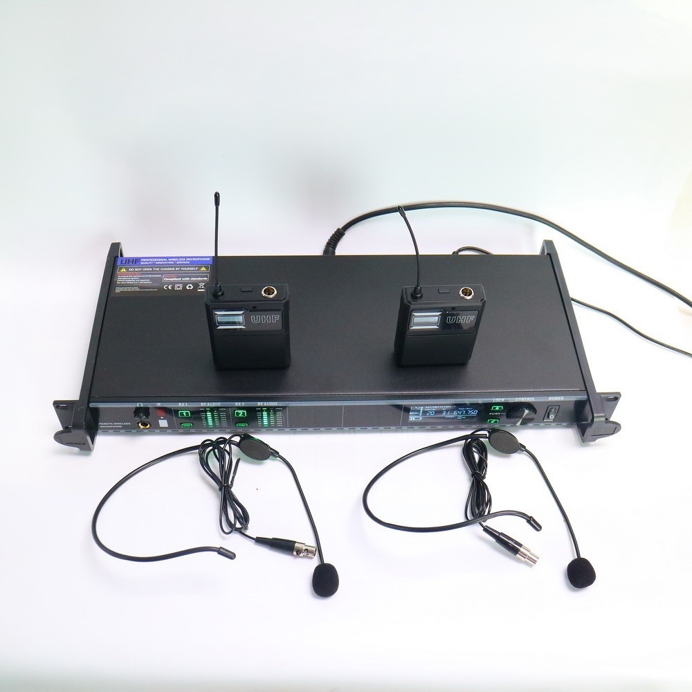AD4D 2 Headset Wireless Microphone System ADX BeltPack Black HeadMic Karaoke MiC