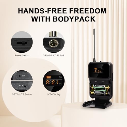MELONARE 4 Channel Wireless Microphone System UHF