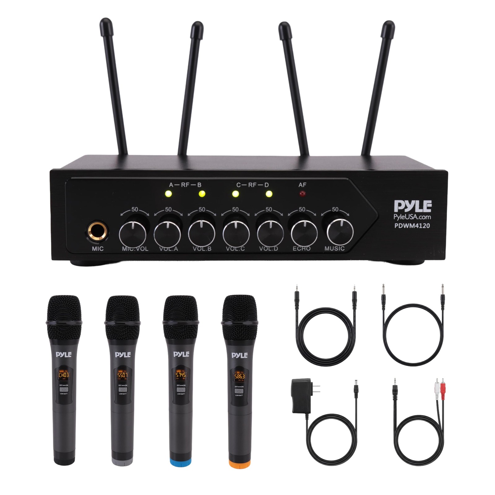 Pyle Wireless Microphones, Professional UHF Dual Microphones One Size, Black