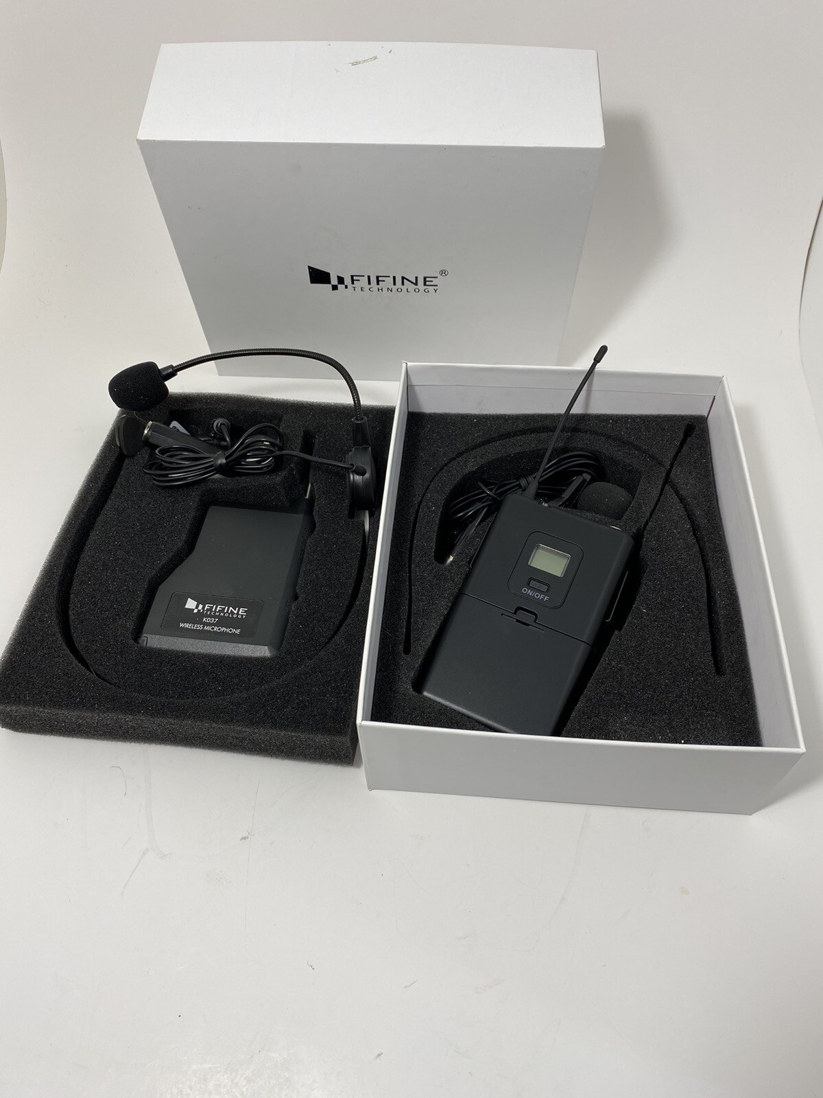 FIFINE K037 Wireless Microphone Set with Headset /Lavalier Lapel Mics, Beltpack