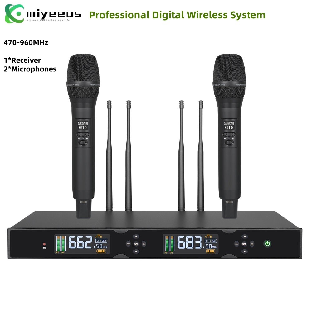 J162 470-960MHz Portable Wireless Microphone FM Dynamic Digital Wireless System
