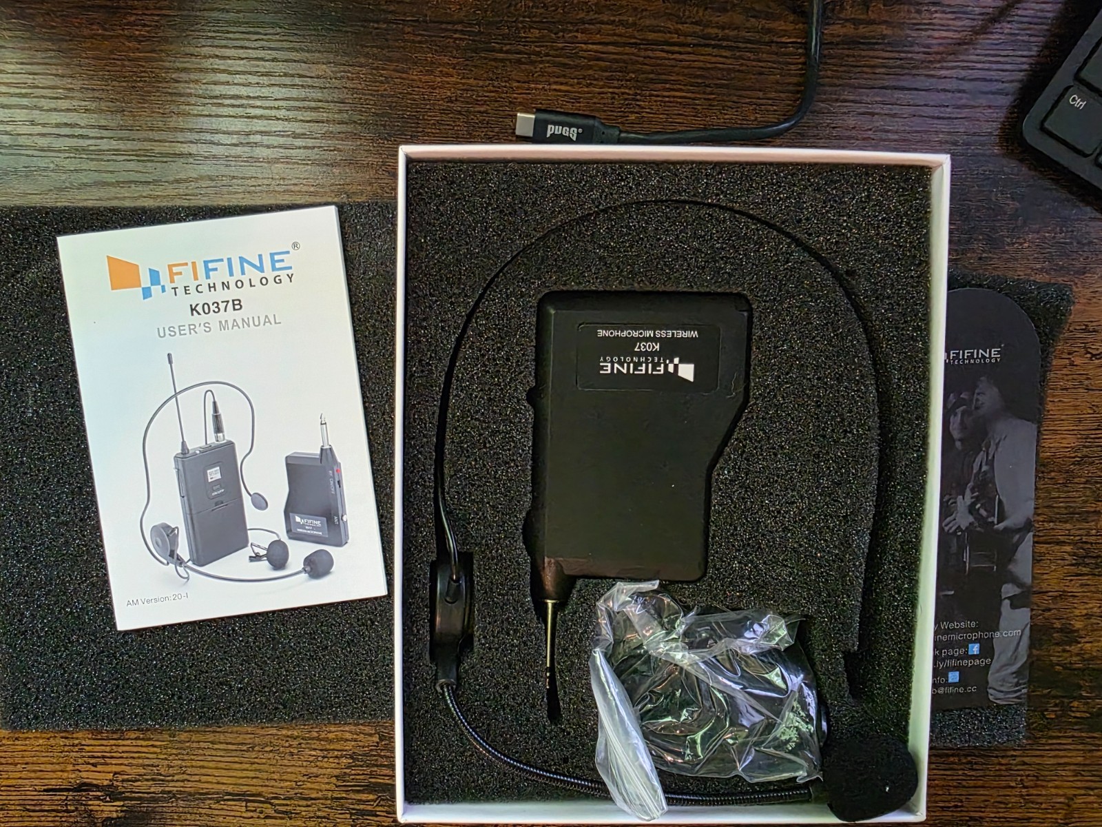 Fifine Technology UHF Wireless Lapel and Headset Microphone Kit K037B Open Box