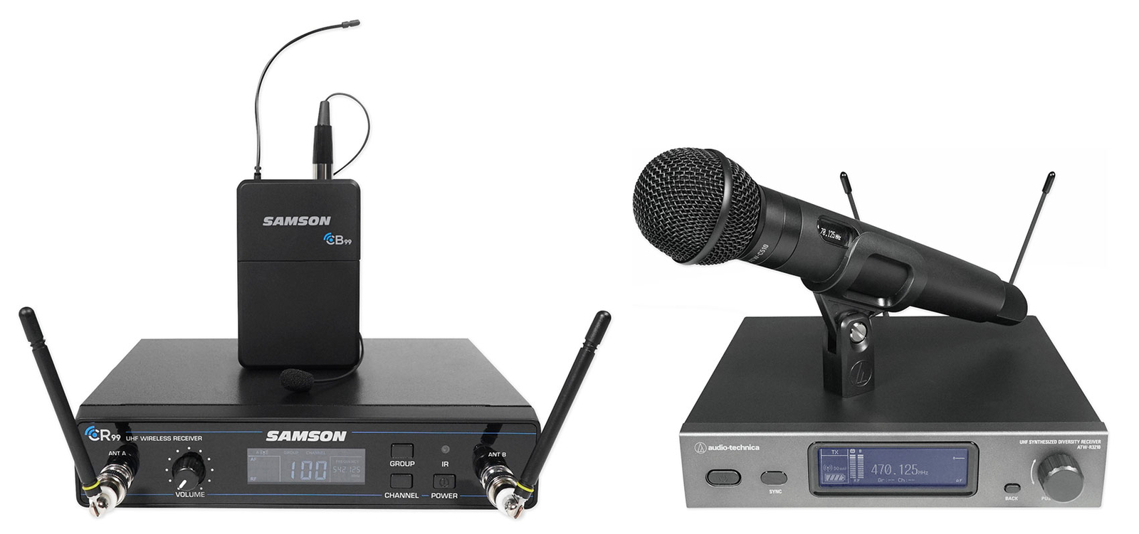 Audio Technica ATW-3212/C510DE2 Handheld Microphone+Receiver+Samson Lavalier Mic