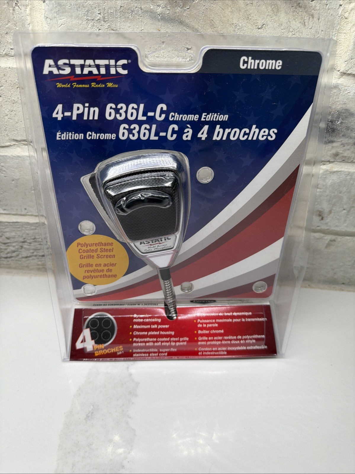 Astatic 636L-C 4 Pin Noise Canceling Microphone Chrome