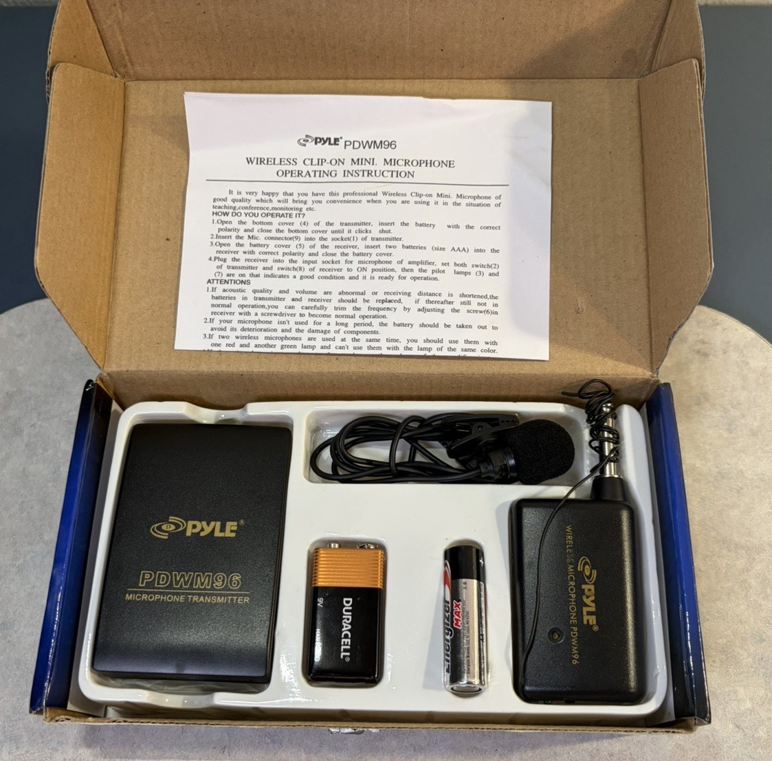 Pyle PDWM96 Belt Pack Wireless Microphone System Lapel Lavalier Microphone 