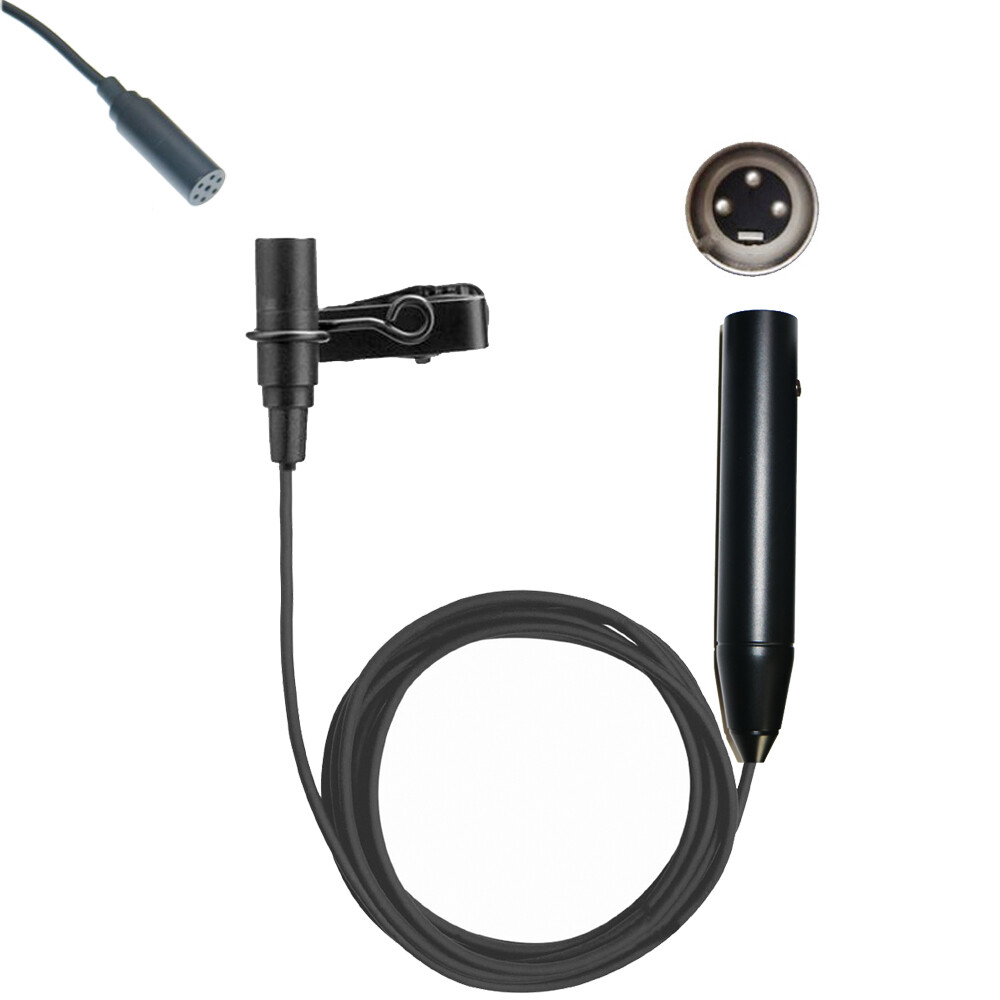 48 Volt Phantom Power Cannon XLR 3 Pin Miniature Tie Clip Microphones Mic
