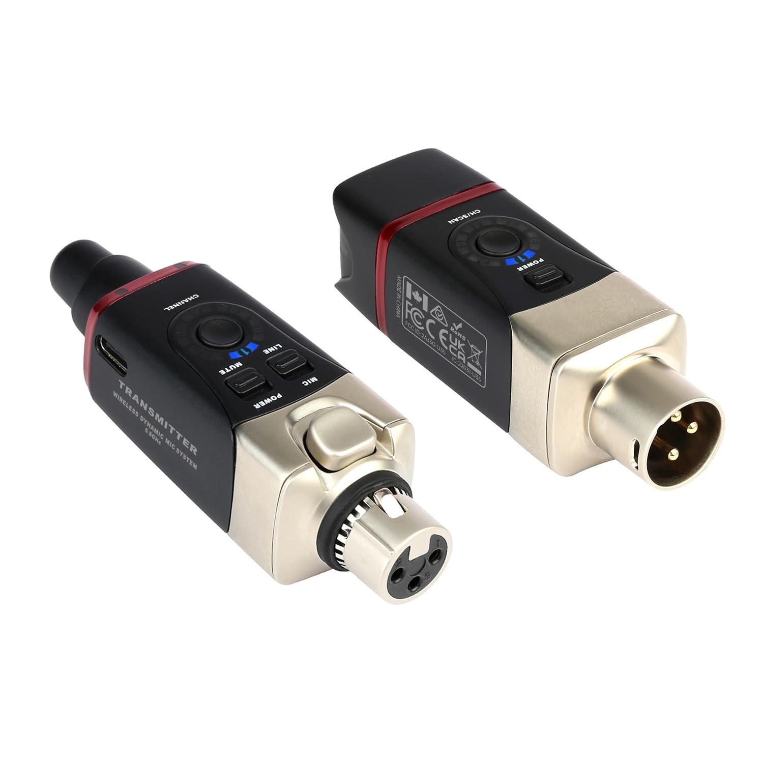 Wireless Microphone System 5.8GHz XLR Transmitter & Receiver for PA, Audio Mixer