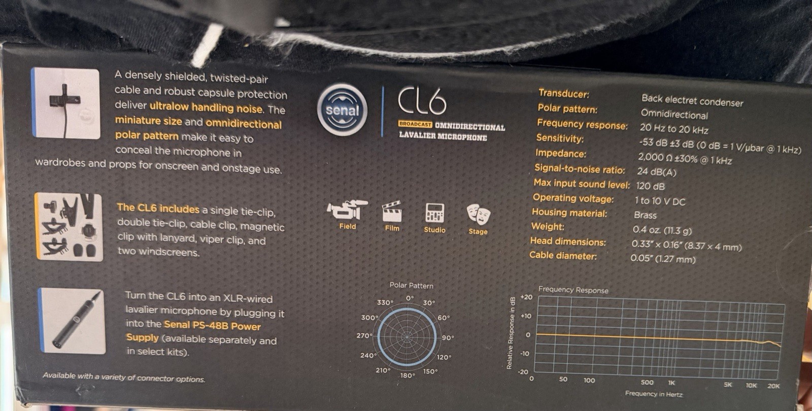 Microphone CL6 3.5H Broadcast Senal Lavalier OmniDirectional 3.5 MM Connect