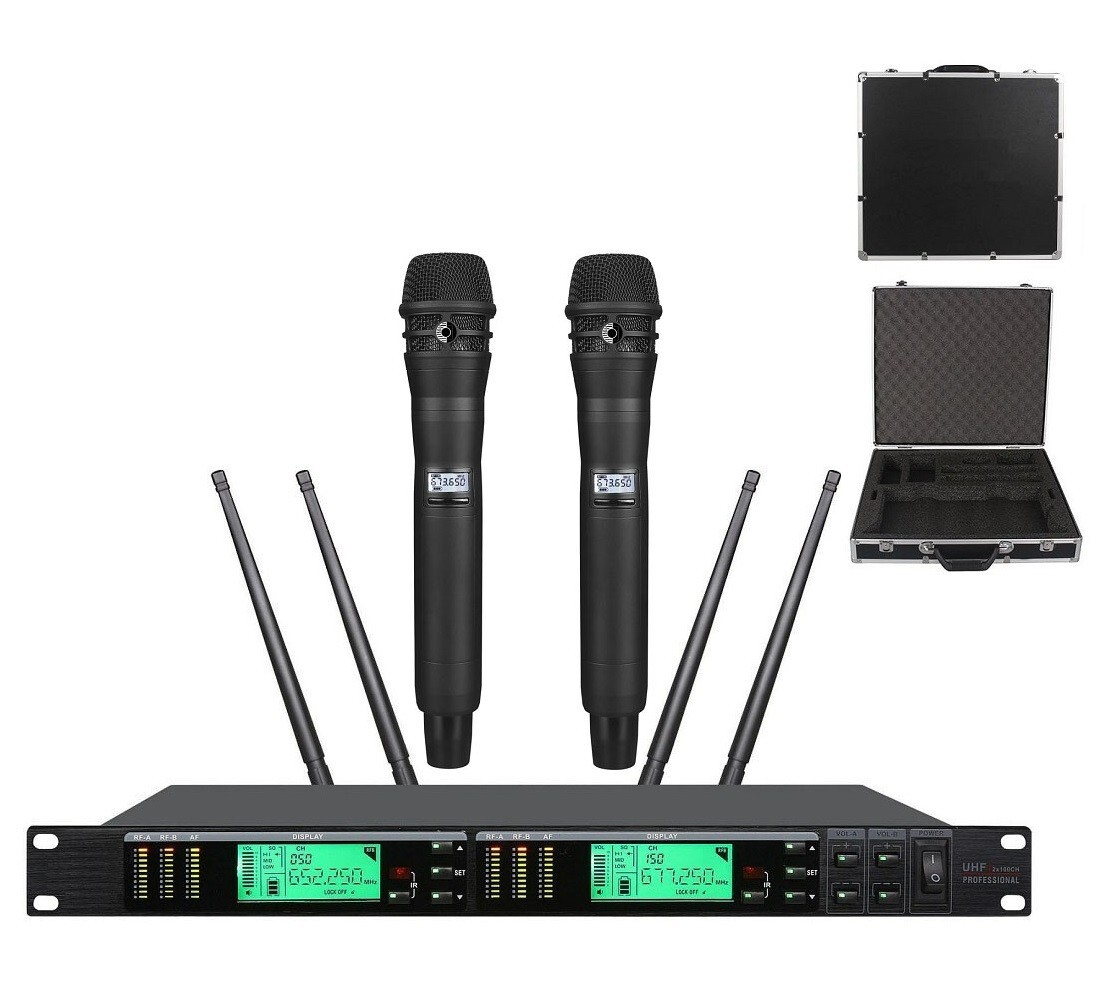 Professional True Diversity Wireless Microphone System Dual AD2 KSM8 Flight Case