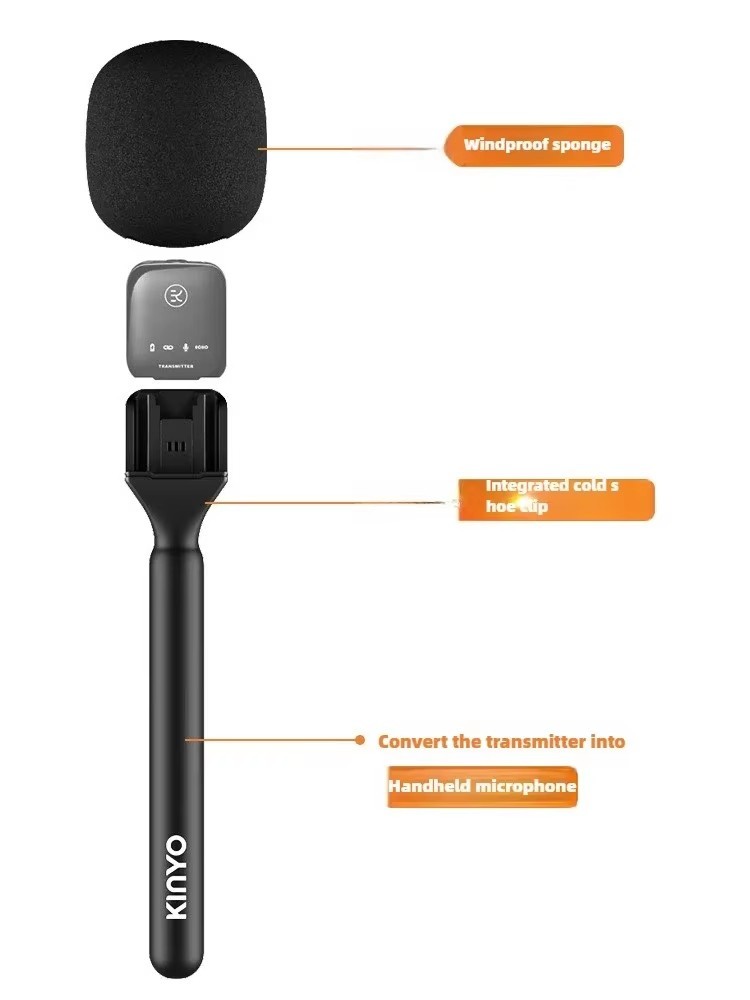 Wireless Interview Microphone Hand Stick 24cm/9.37in with Foam Windshield 7cm/2.