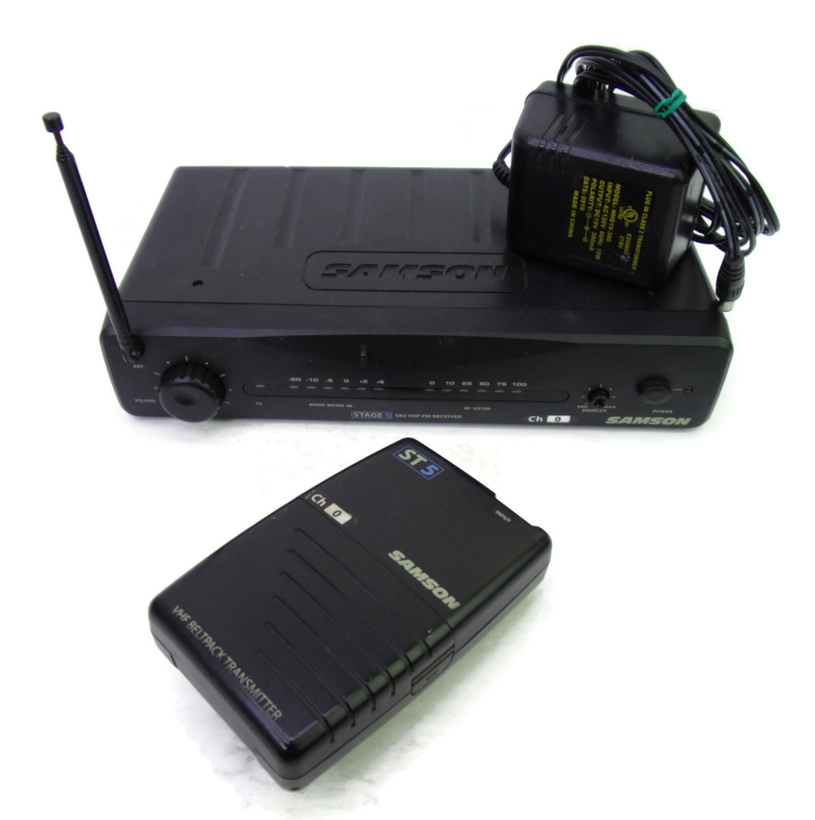 {NO MIC} Samson Stage 5 Wireless System Ch.0 Transmitter Receiver Power Supply