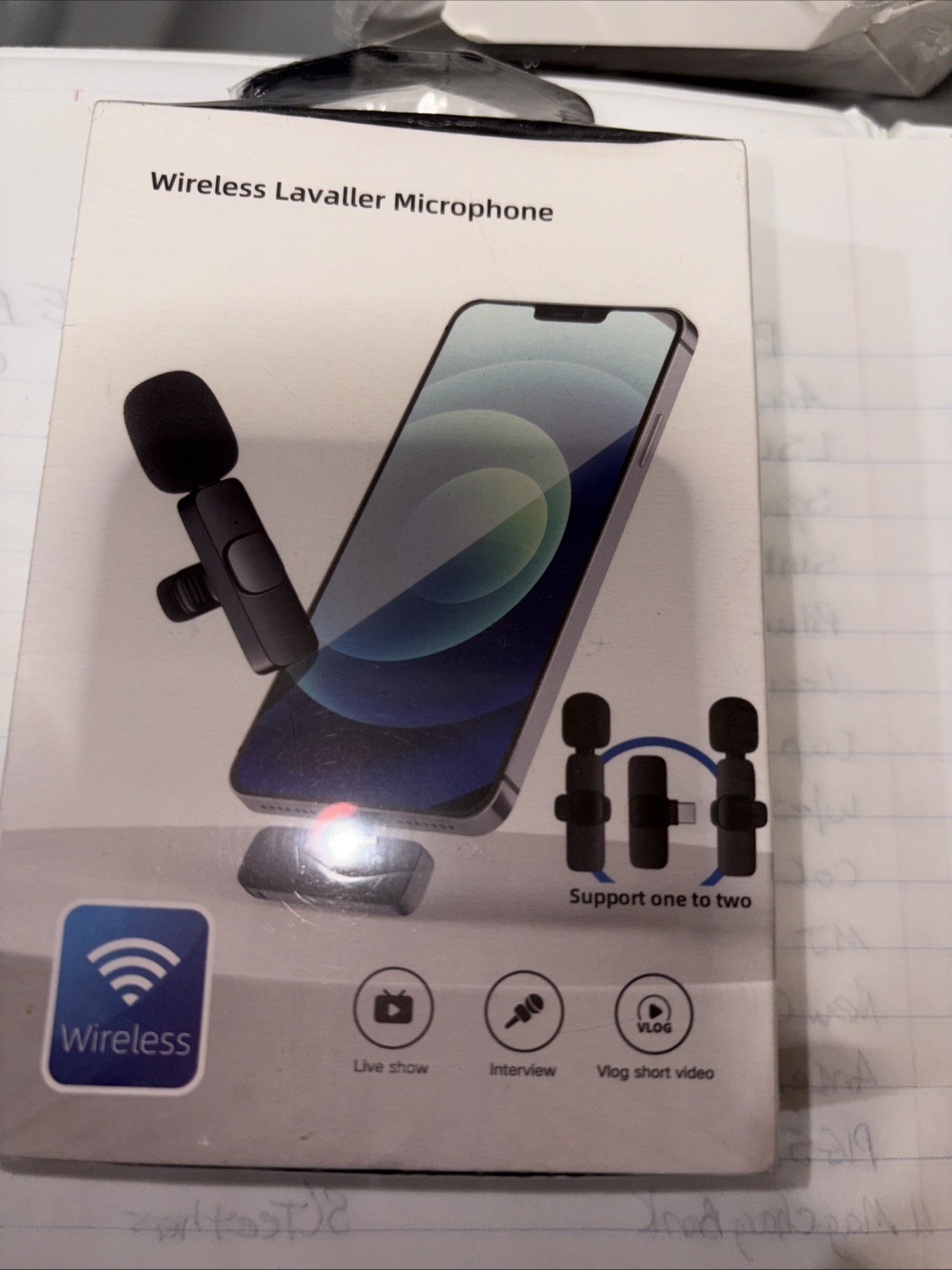 Lavalier Lapel Dual Wireless Microphones for iPhone. Live Shows, Interviews bin1