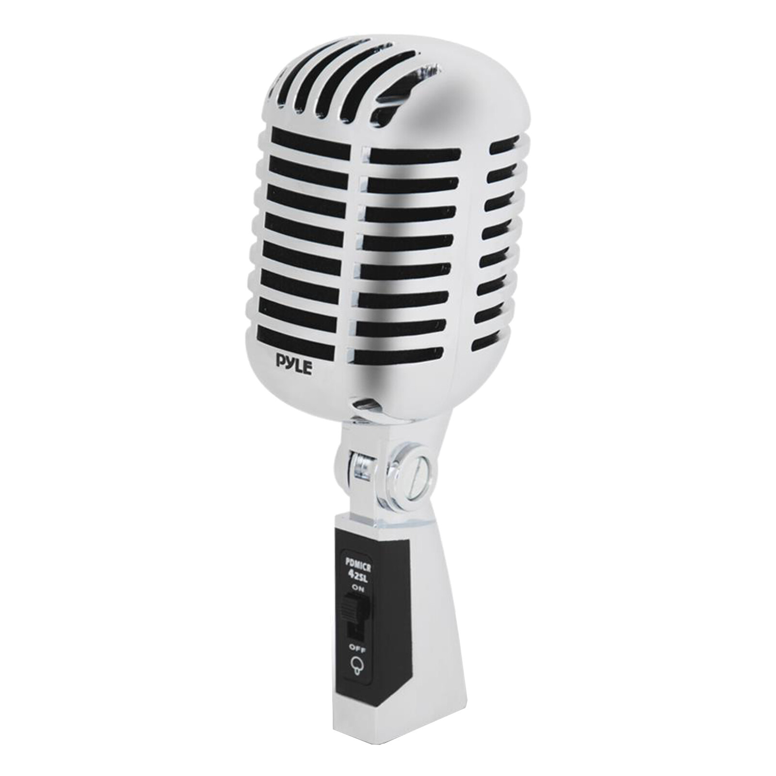 Classic Retro Vintage Style Dynamic Vocal Microphone w/ 16′ XLR Cable (Silver)