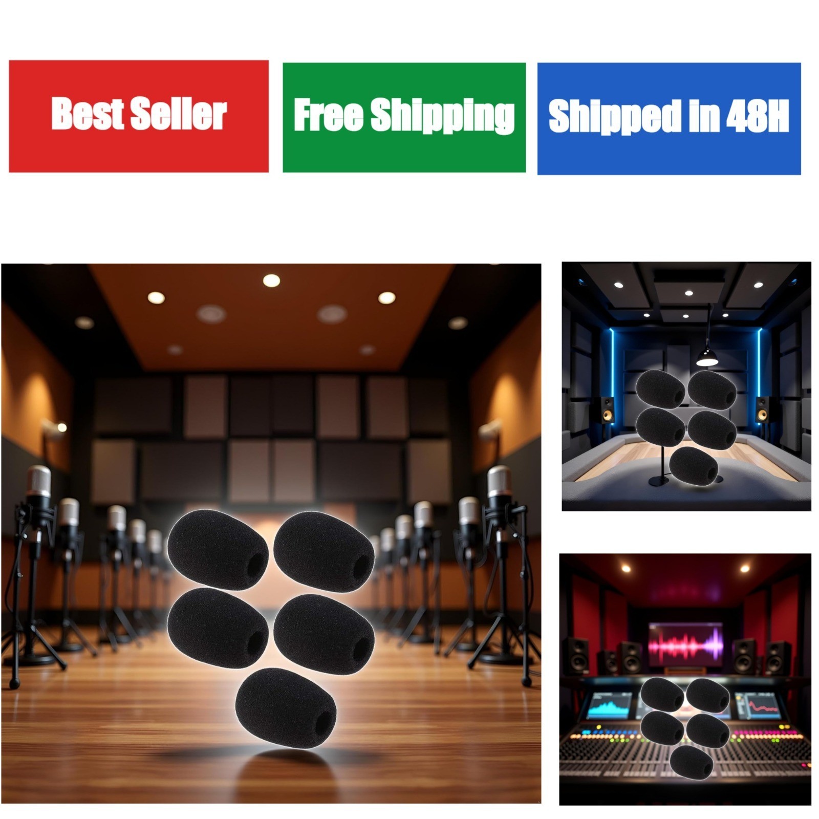 5Pack Black Foam Microphone Windscreen for Shure CVG18-B/C