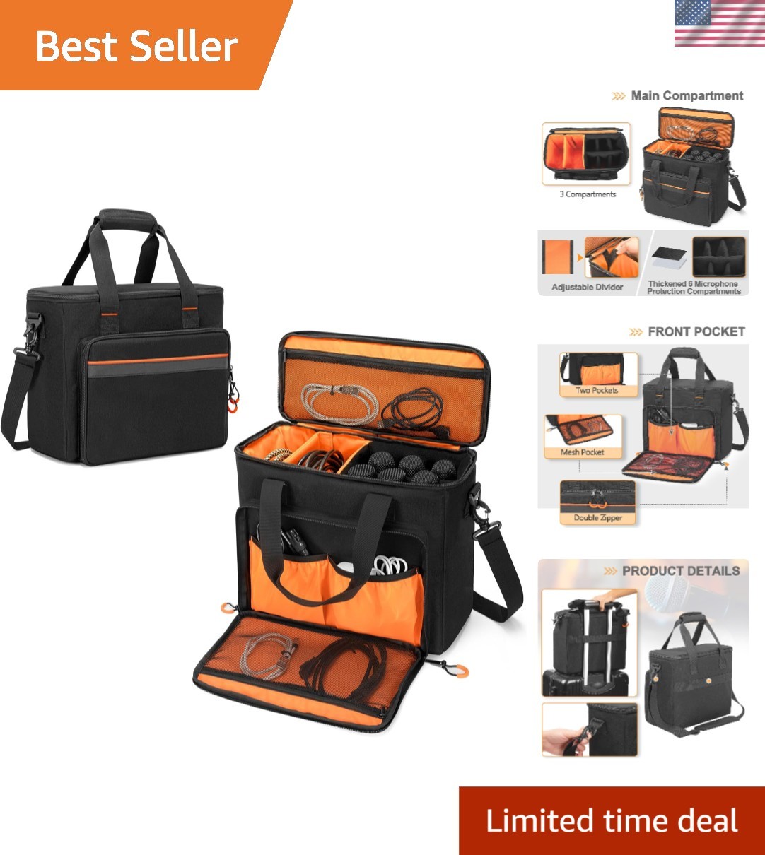 6 Slots Wireless Microphone Carrying Case, Mic Storage Bag with Thick Padding…