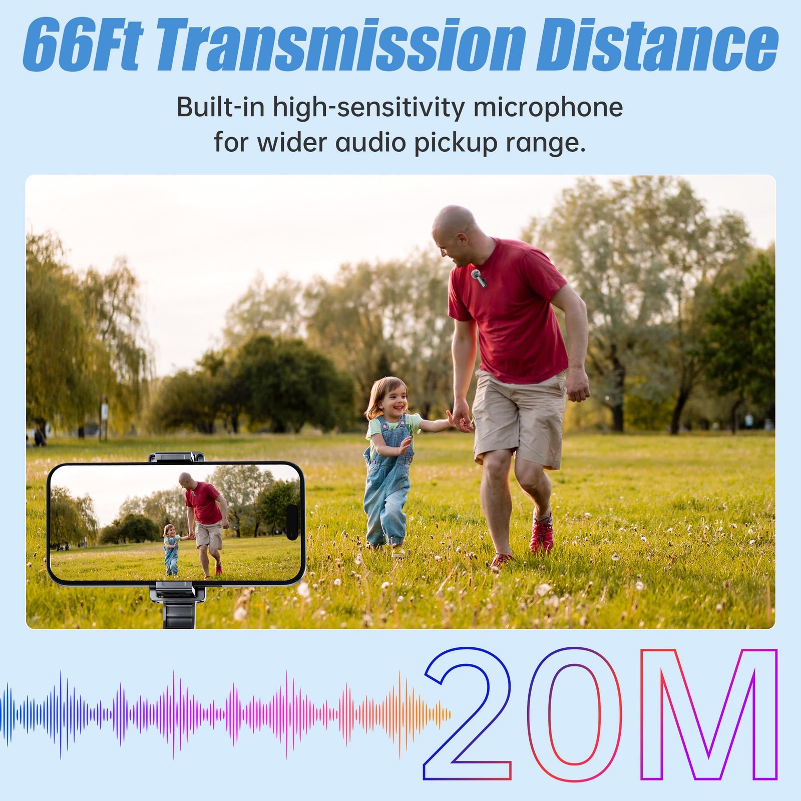 Wireless Lavalier Microphone for iPhone, Mini Mic for YouTube, TikTok