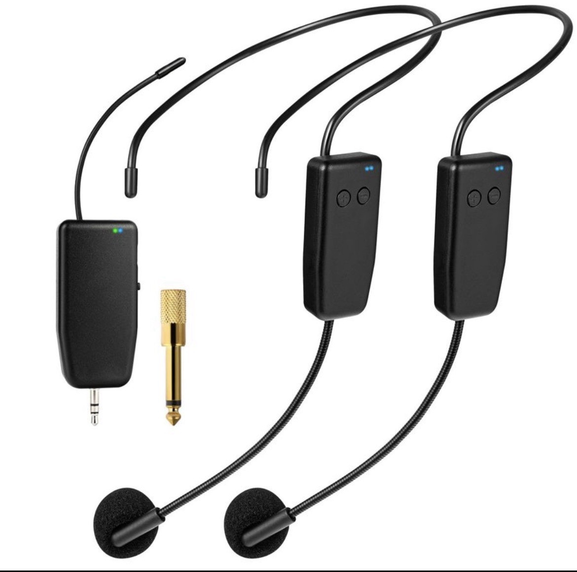 Wireless Microphone System for 2 People 2.4G Dual Wireless Headset Mics Ideal
