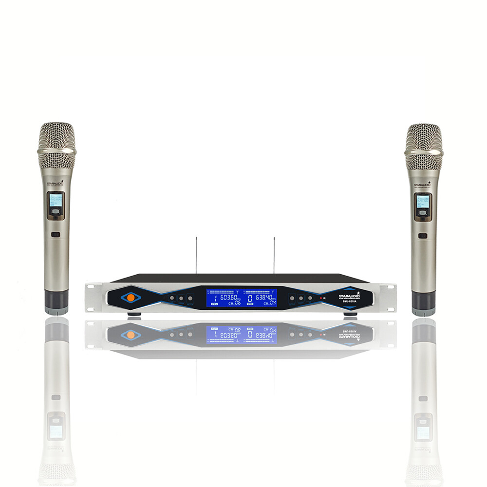 2CH UHF Handheld Wireless Microphones System 2 Channel Frequency Karaoke Mics