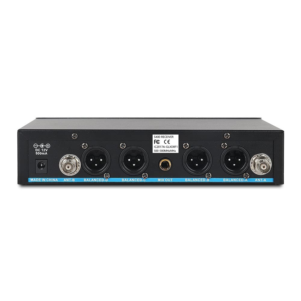 XTUGA S400 Wireless Microphone System, 4-Channel UHF Cordless Mic Set with Four