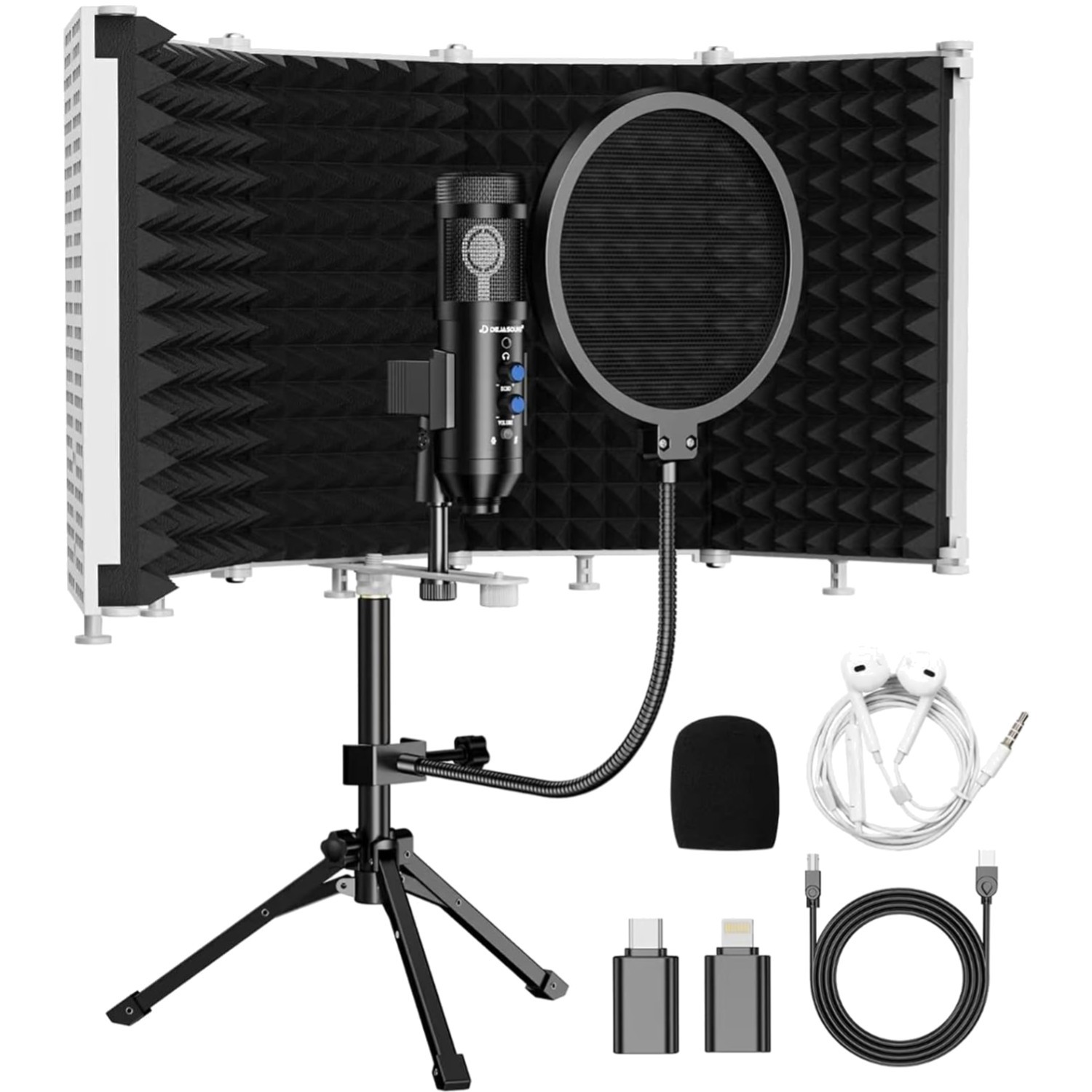 Upgraded Studio Recording Microphone with Isolation Shield & Pop Filter – Mus…