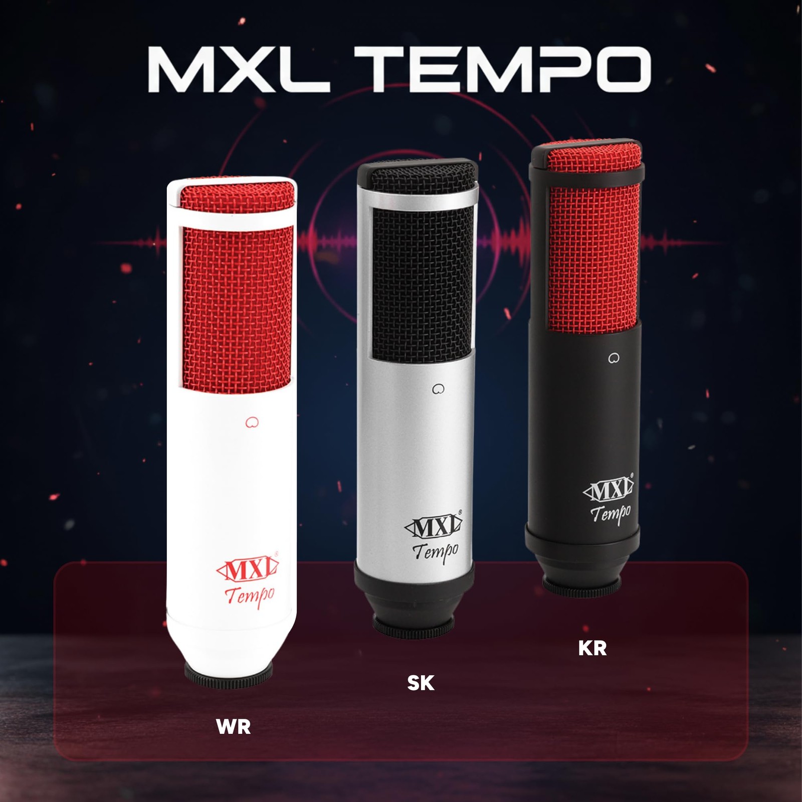 MXL Mics, 1 Instrument Condenser Microphone, Black/Red, 2.95 x 5.91 x 12.20 inch