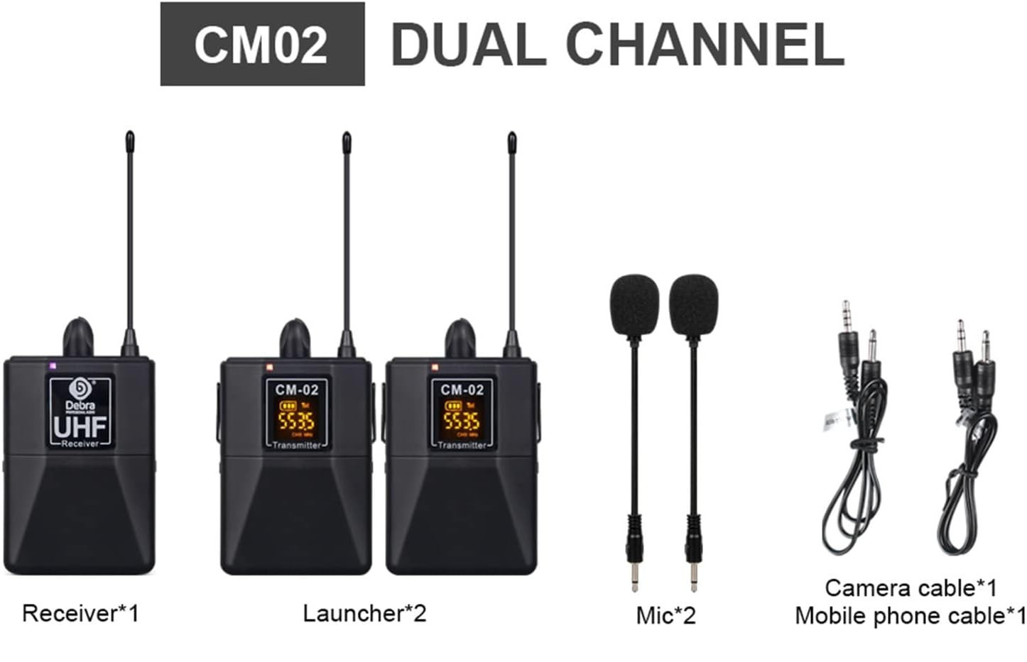 Debra Professional Audio UHF Wireless Interview Microphone Set CM-02 BRAND NEW