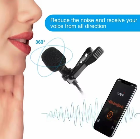 Omnidirectional Lapel Lavalier Microphone Clip-on Condenser Mini Iphone Android