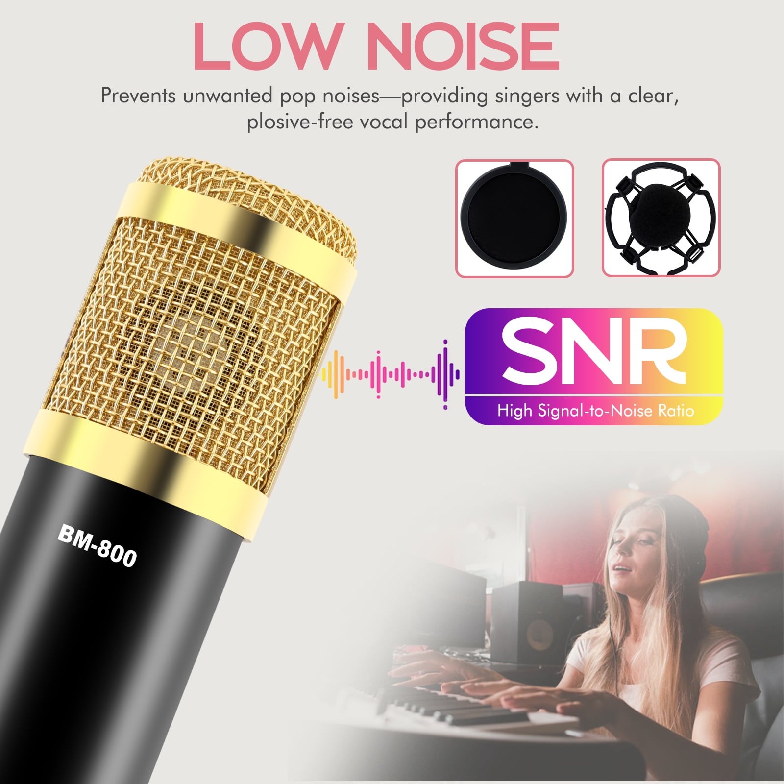 BM-800 Condenser Microphone Bundle – Podcast Mic with Voice Changer for Streamin