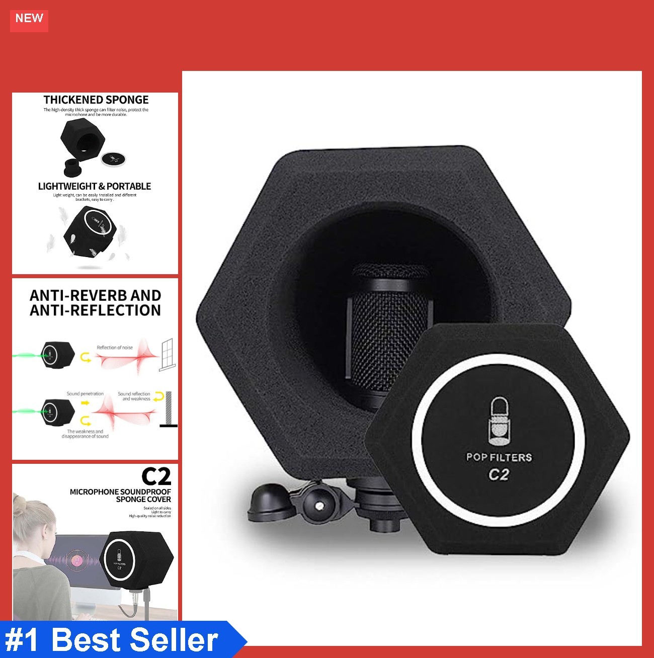 Microphone Isolation Ball Shield 40-70mm Noise Cancelling Pop Filter Foam USB