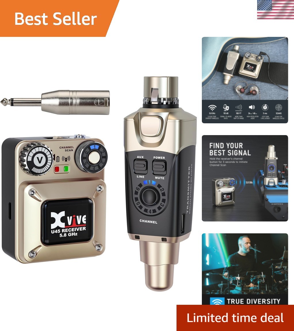 U45 Wireless in Ear Monitor System 5.8ghz IEM System Transmitter and bodypack…