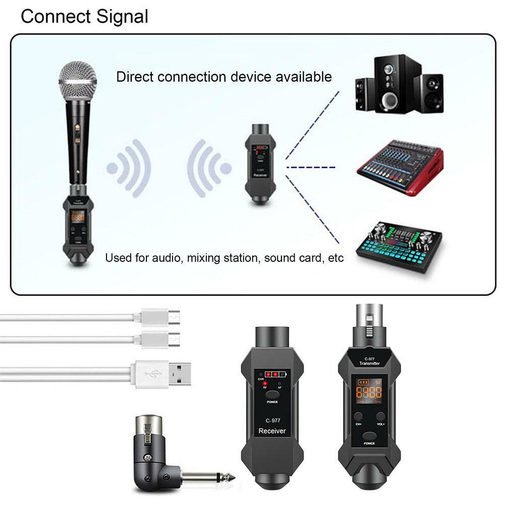Portable Microphone Wireless System XLR Transmitter Receiver 6.5 Adapter
