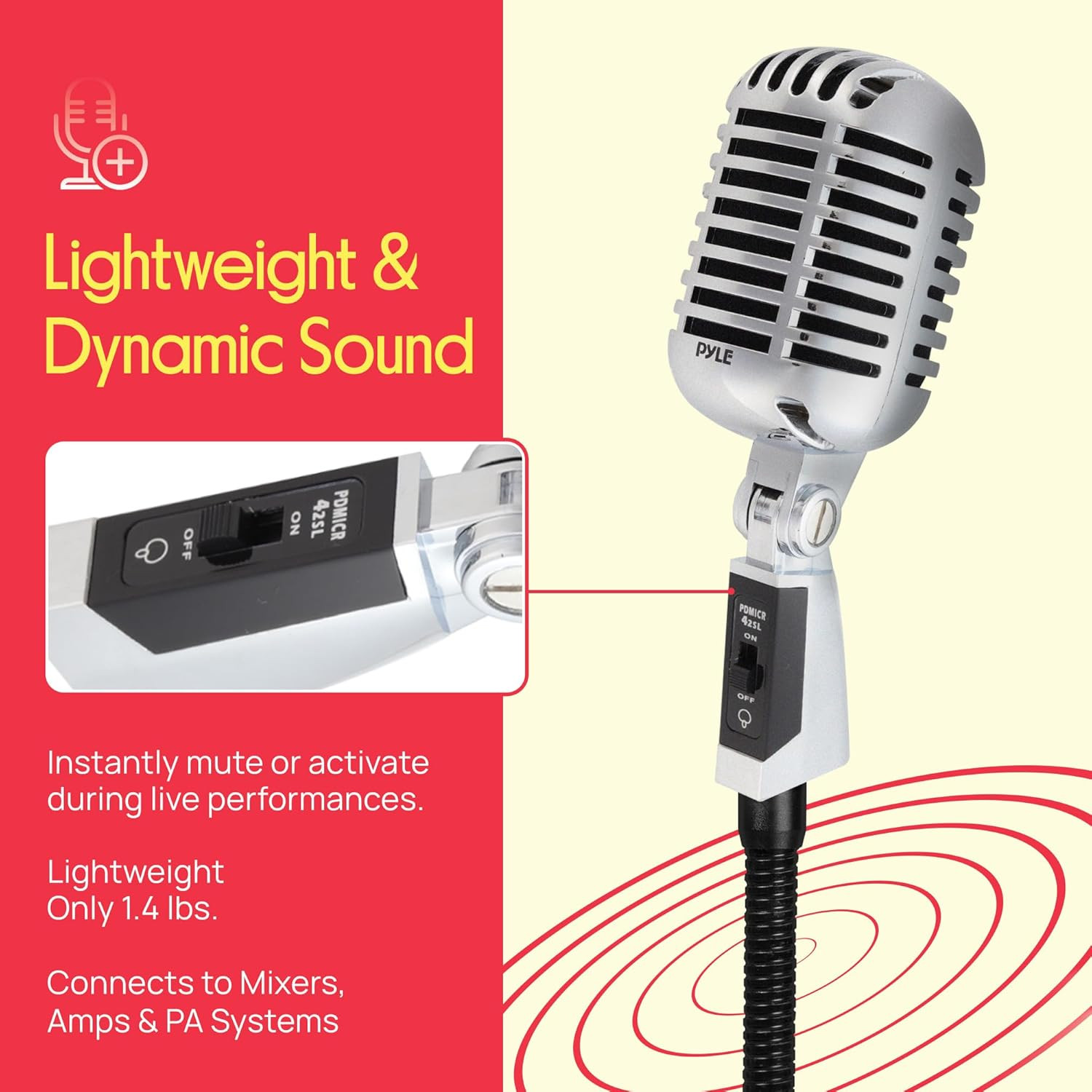 Classic Retro Dynamic Vocal Microphone – Old Vintage Style Unidirectional Cardio