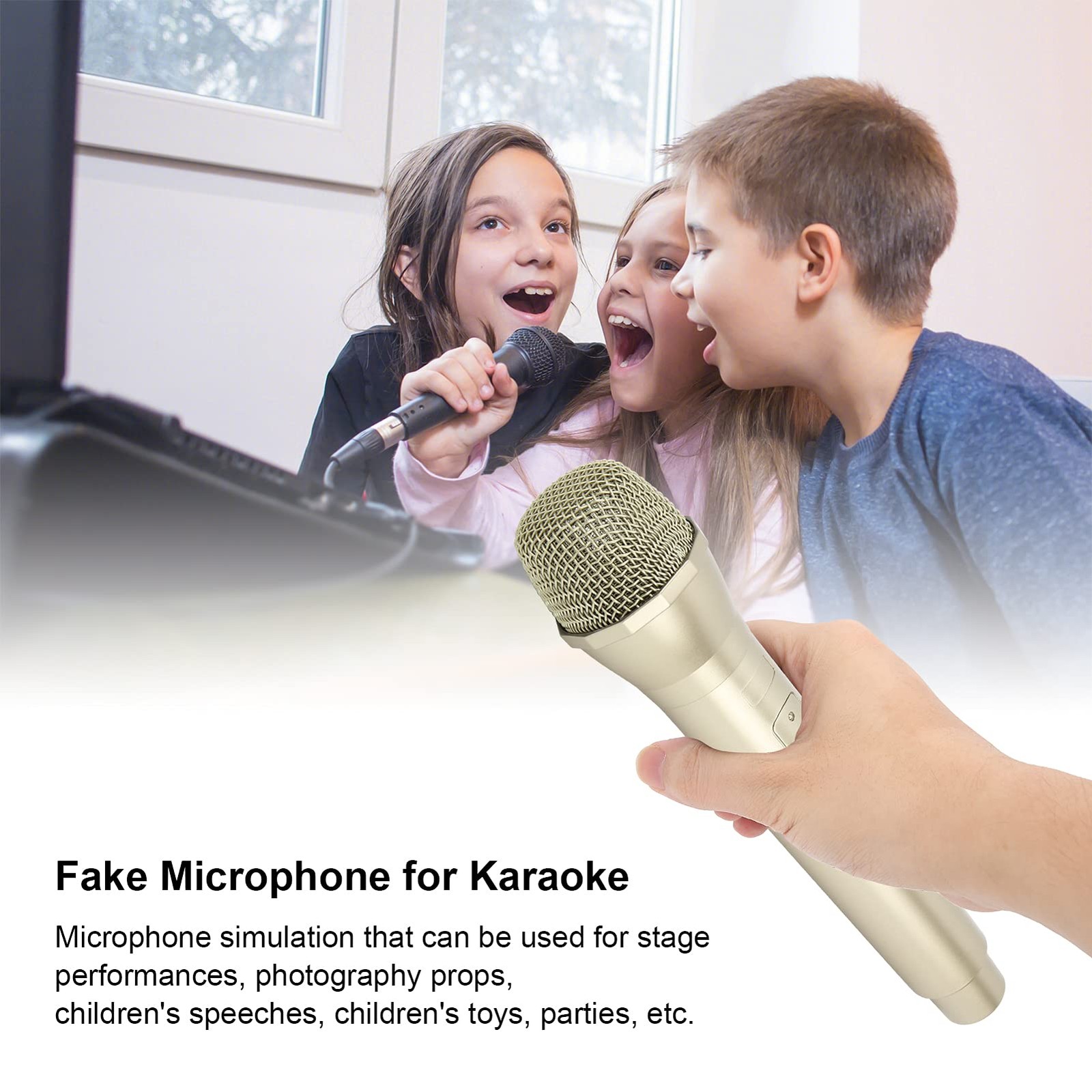 Fake Microphone For Singing Plastic Prop Mic Party Decoration Accessory Gold