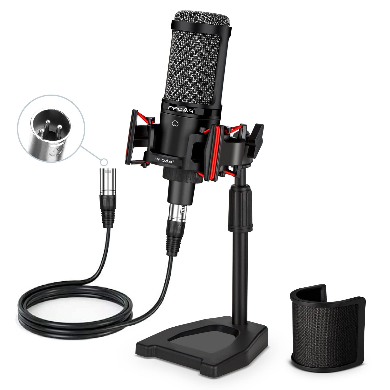 XLR Podcast Microphone Professional Cardioid Condenser Microphone for PC Comp…
